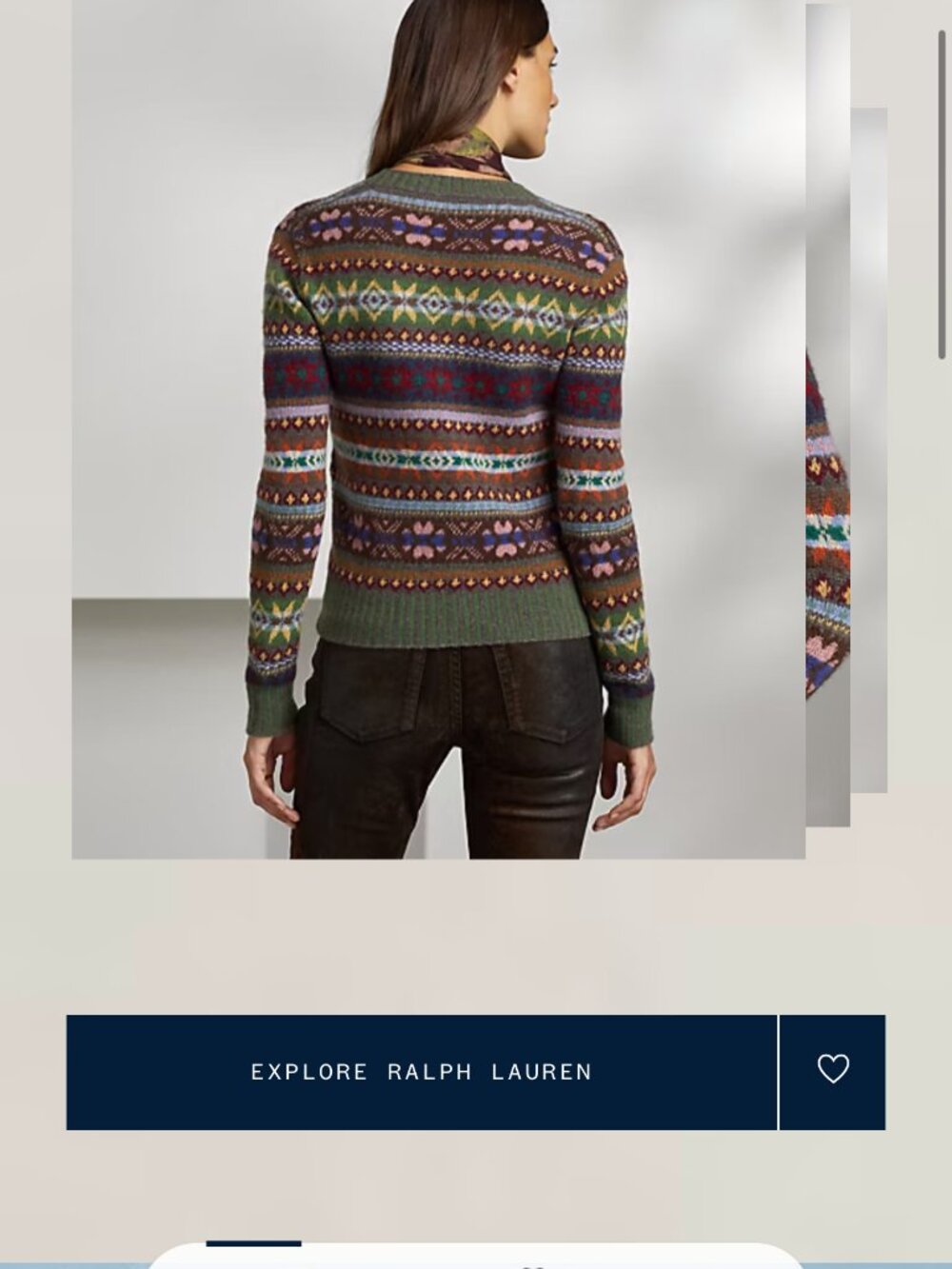 Lauren Ralph Lauren Purple Label Intarsia Knit Cashmere V Neck Sweater Fair Isle - Picture 7 of 11